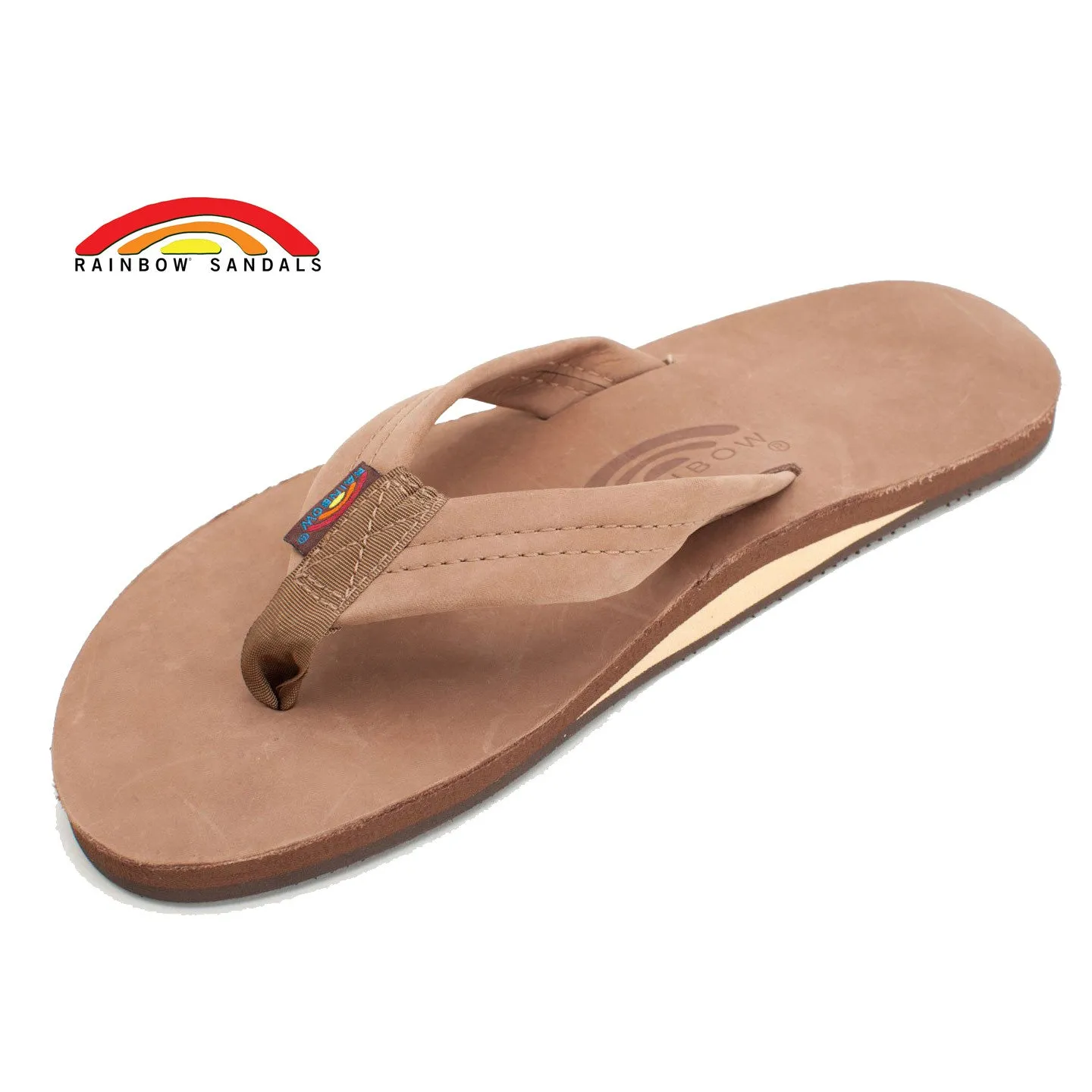 Rainbow Sandals Men's Dark Brown Leather Single Layer Arch Flip Flops