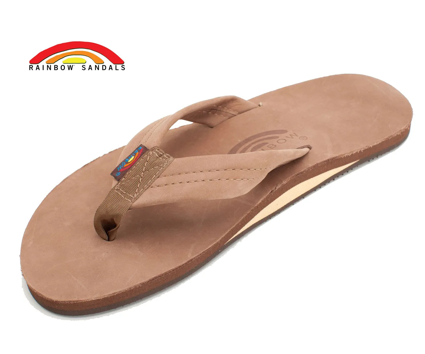 Rainbow Sandals Men's Dark Brown Leather Single Layer Arch Flip Flops