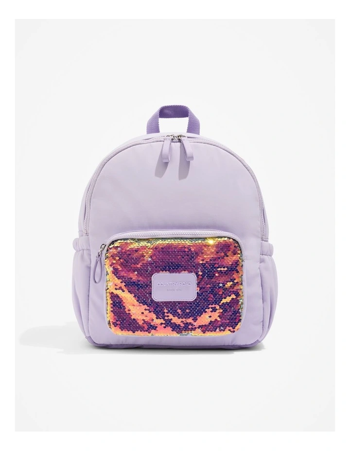 Recycled Nylon Sequin Backpack in Lilac