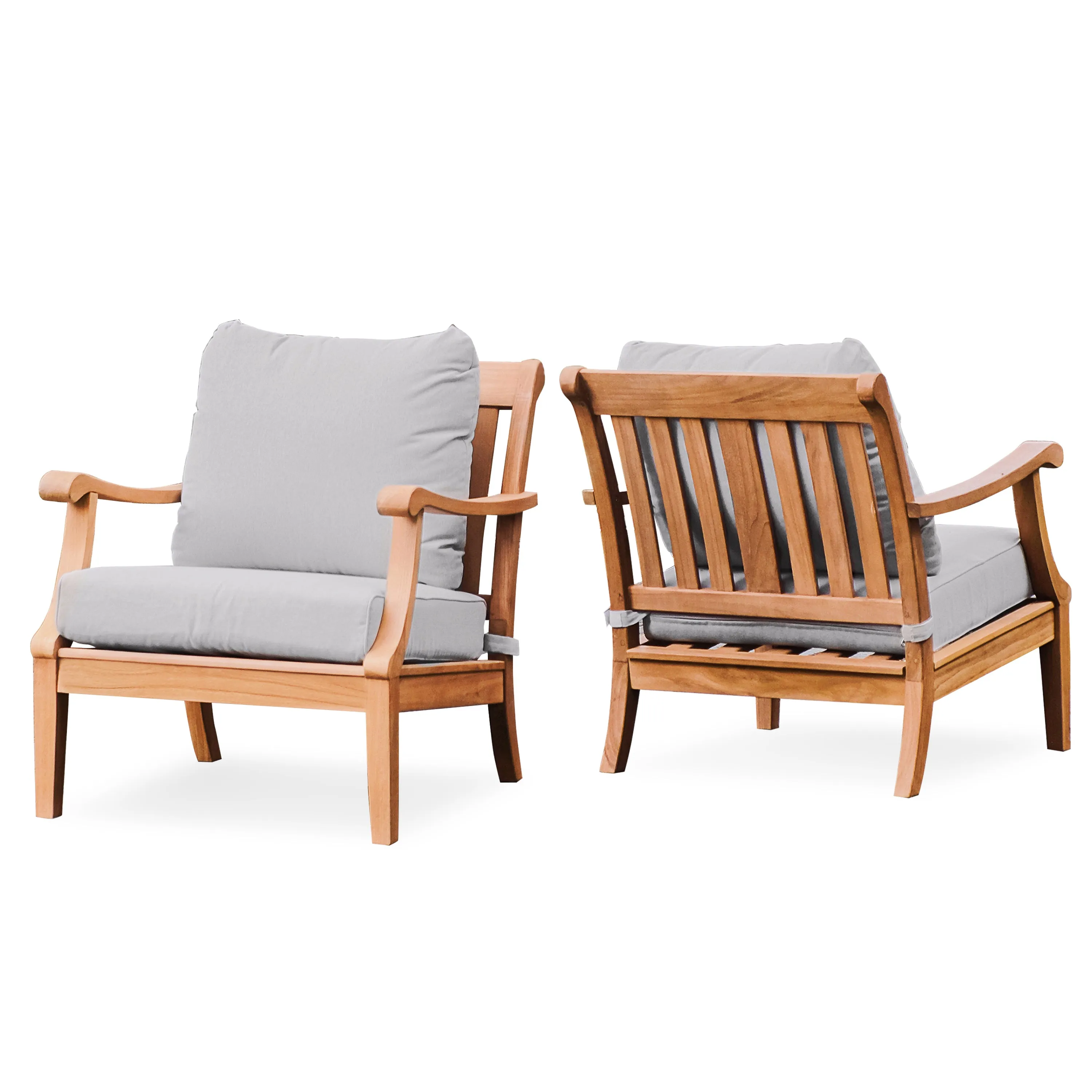 Robin Teak Wood 2 Piece Outdoor Lounge Chair with Oyster Cushion