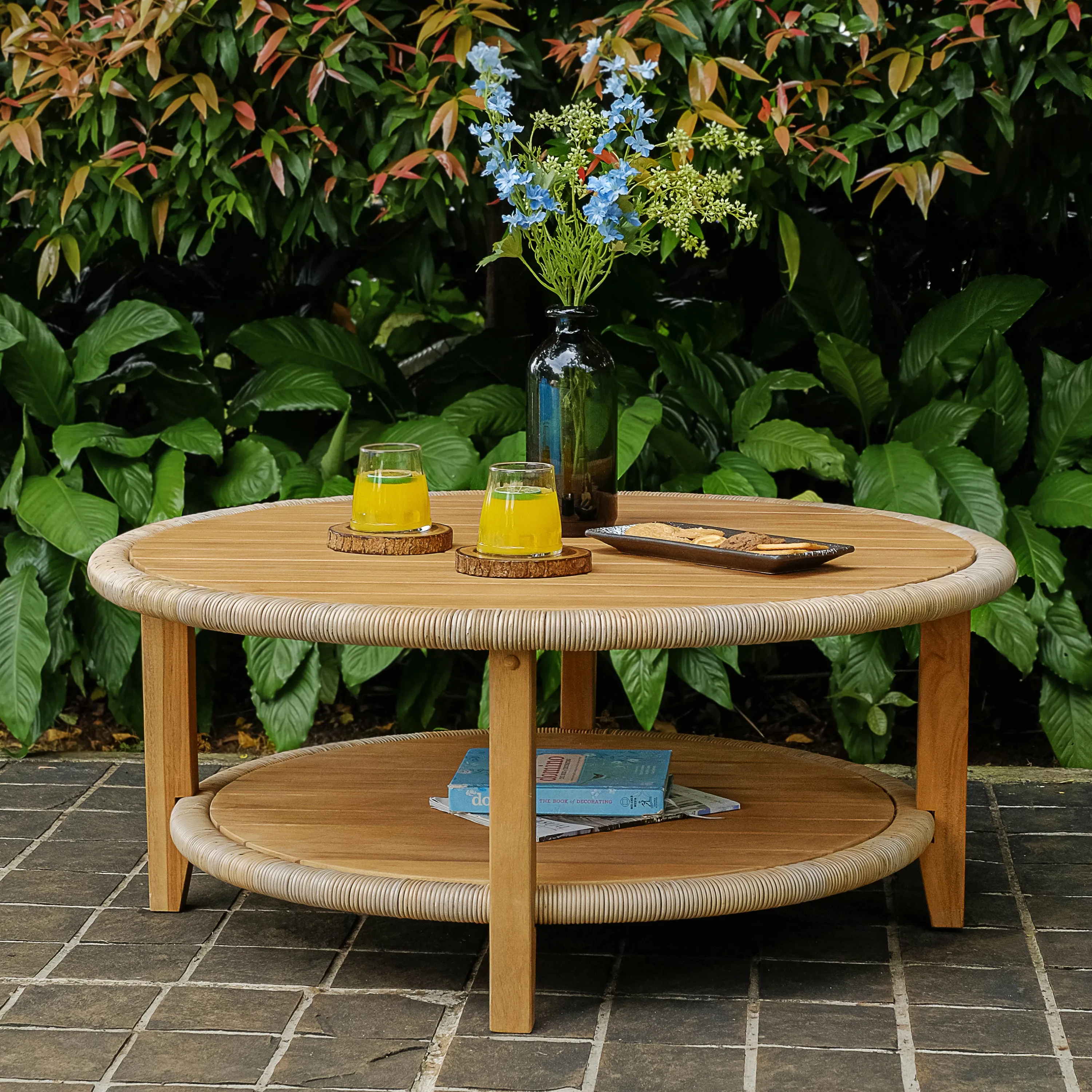 Seaside Teak Wood Outdoor Round Coffee Table