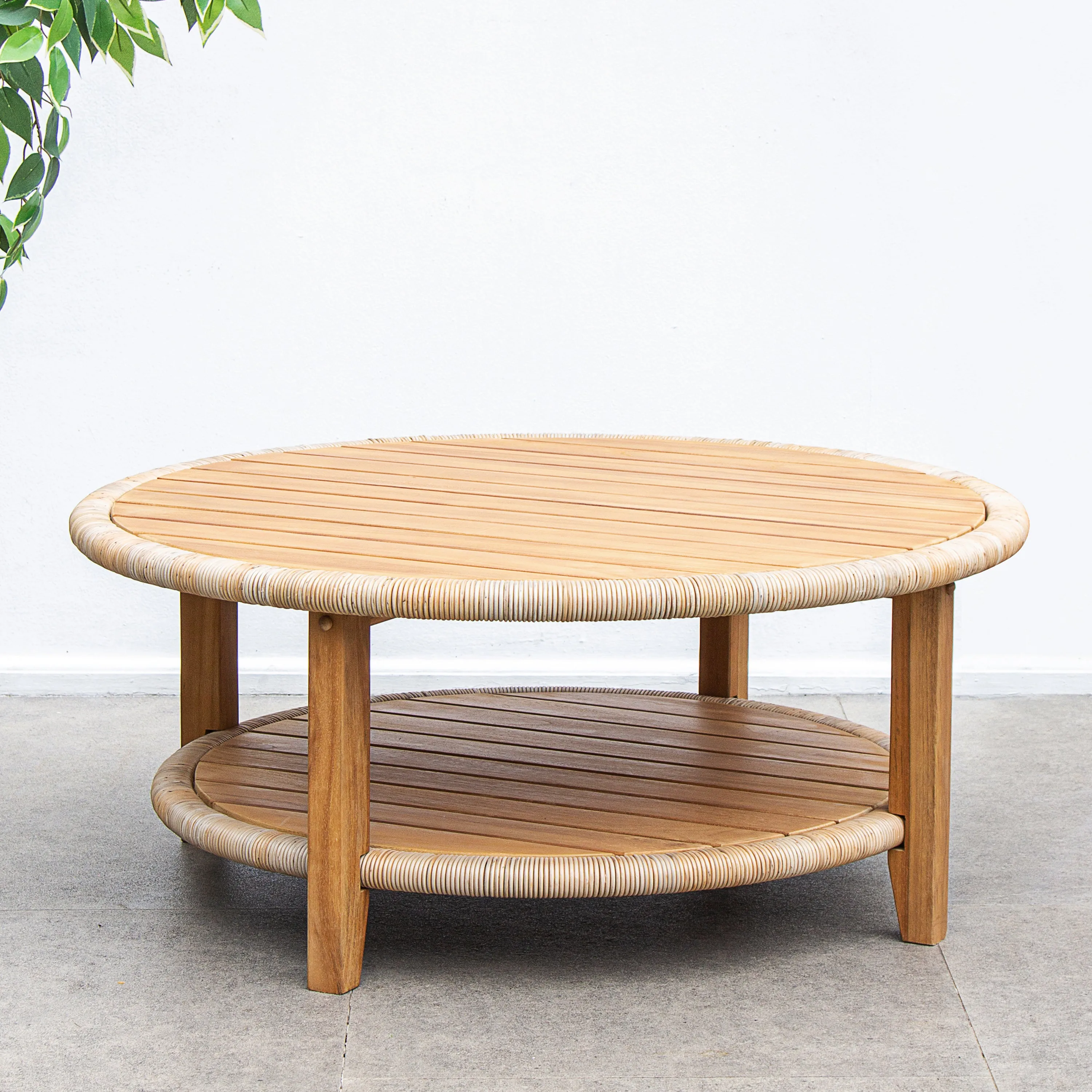 Seaside Teak Wood Outdoor Round Coffee Table