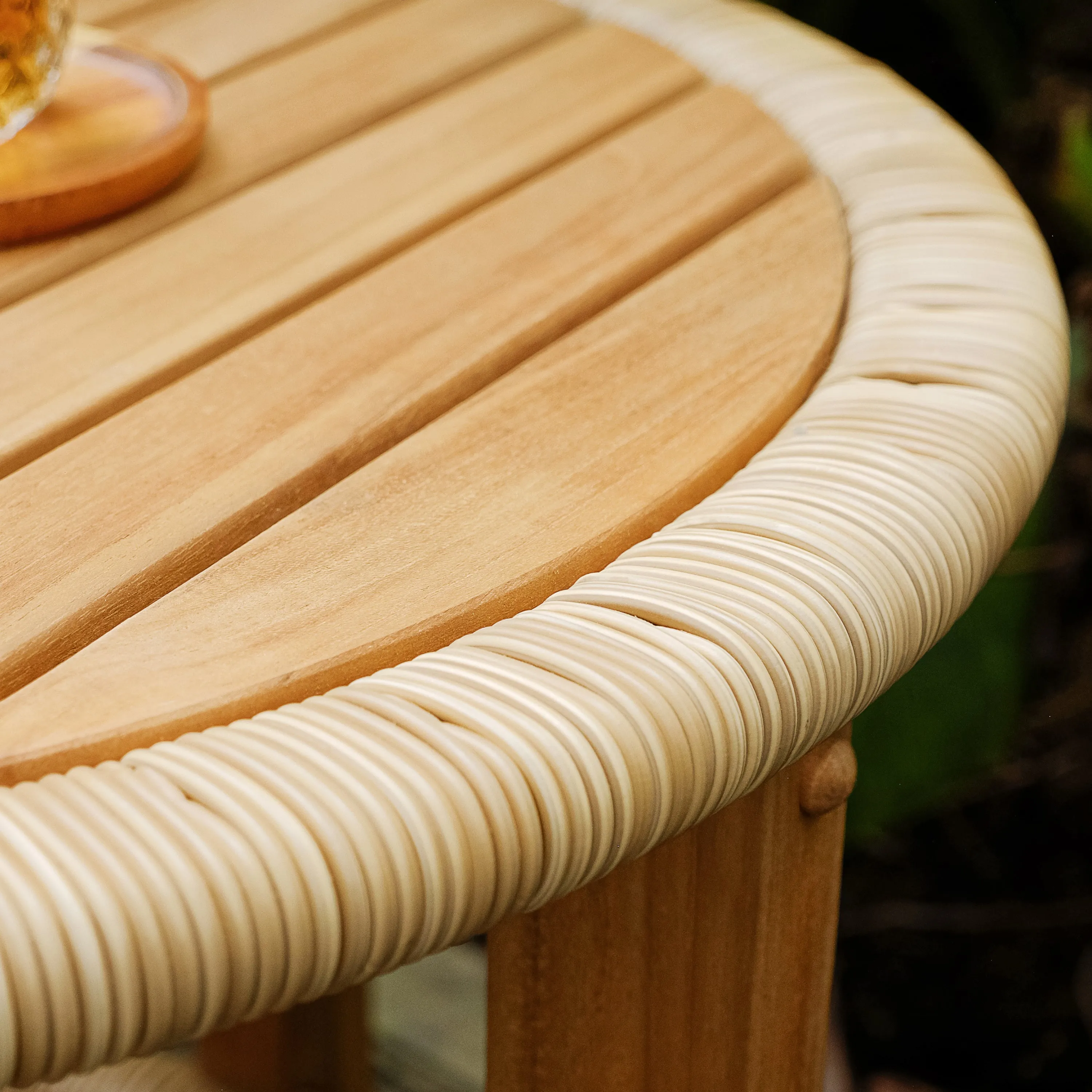 Seaside Teak Wood Outdoor Side Table with Shelf