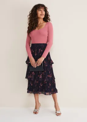 Selena Tiered Printed Skirt