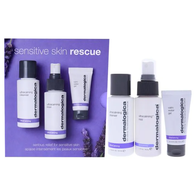 Sensitive Skin Rescue Kit by Dermalogica for Women - 3 Pc 1.7oz Ultracalming Cleanser, 1.7oz Ultracalming Mist, 05oz Calm Water 