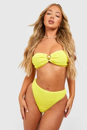 Shell Crinkle Bandeau High Leg Bikini Set