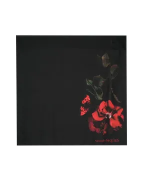 Silk Roseembellished Square Scarf