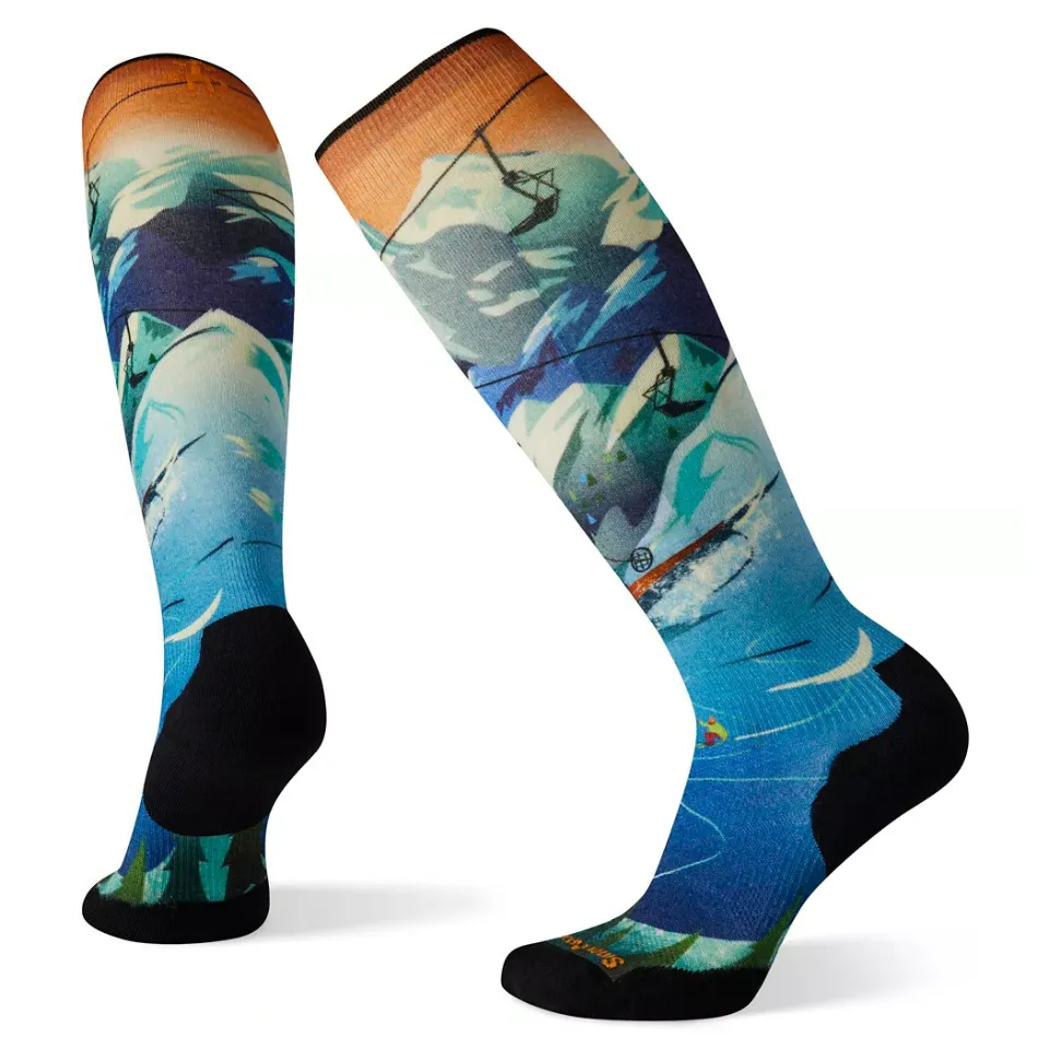 Smartwool Ski Targeted Cushion Lift Bunny Print Over The Calf Socks Neptune Blue | Buy Smartwool Ski Targeted Cushion Lift Bunny