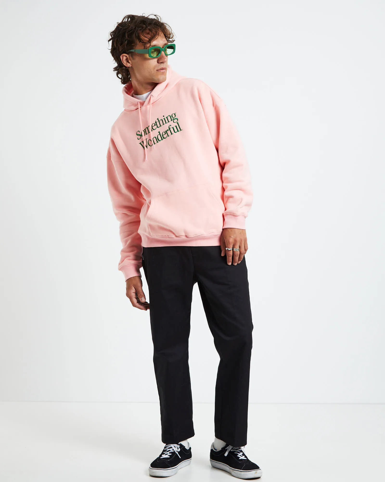 Something Wonderful Logo Pullover Hoodie Pink/Forest Green