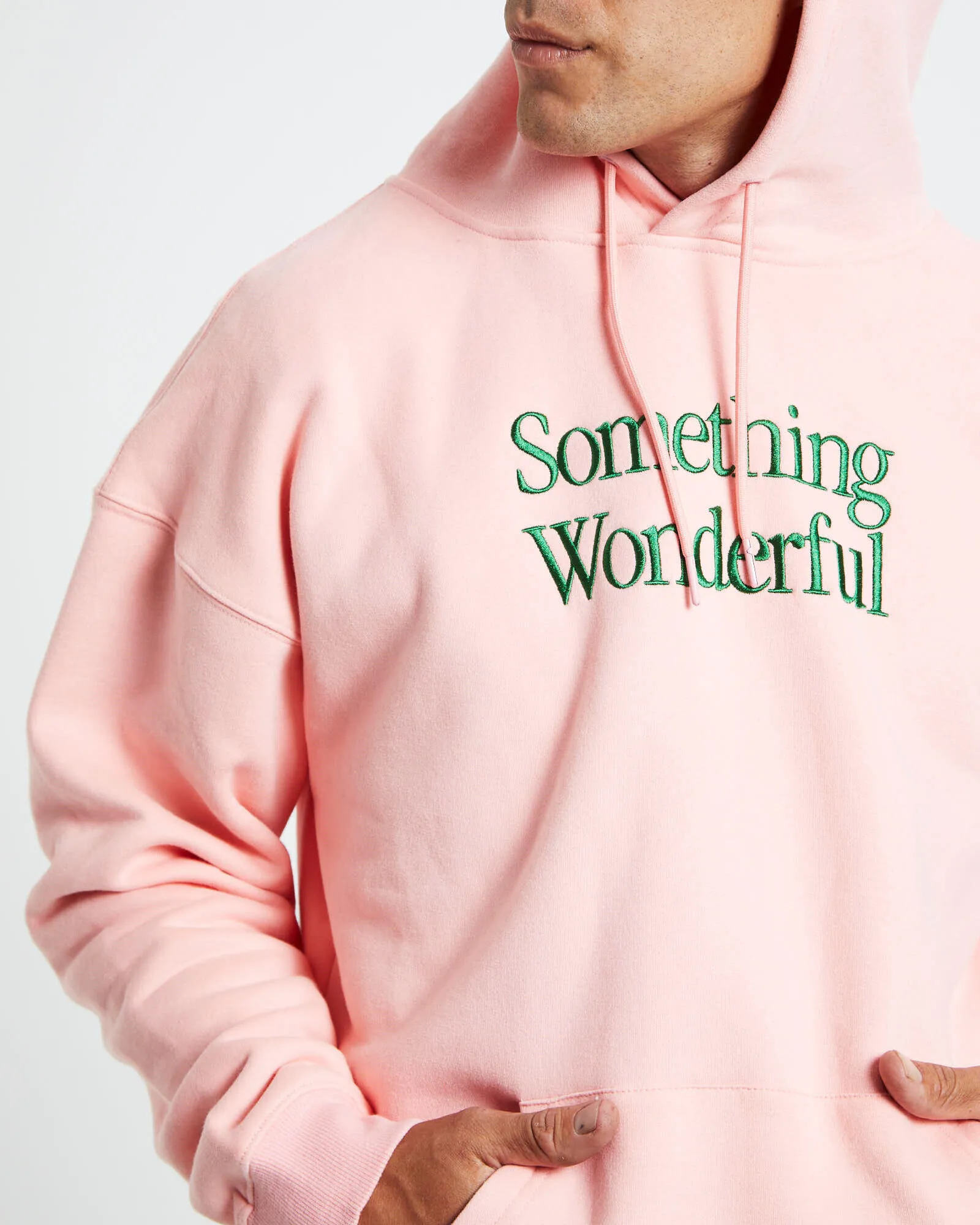 Something Wonderful Logo Pullover Hoodie Pink/Forest Green