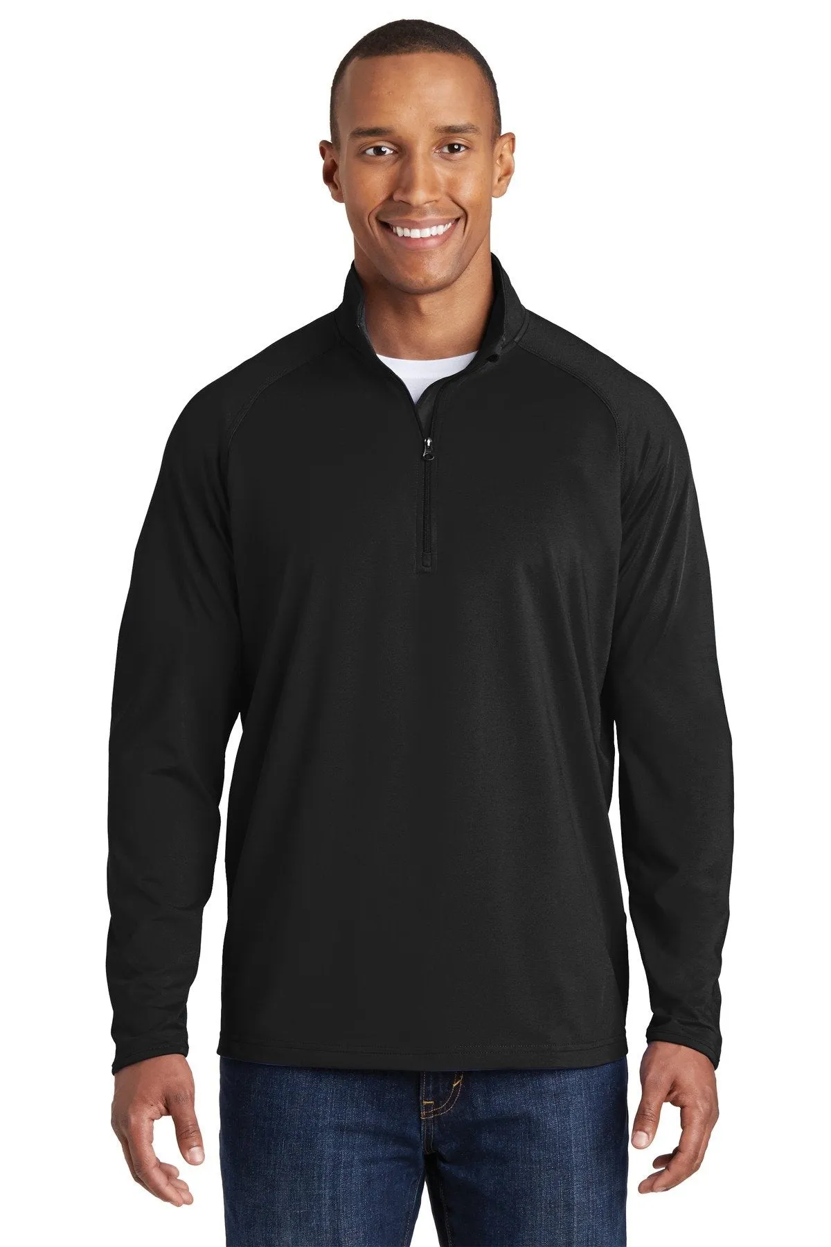 Sport-Tek Tall Sport-Wick Stretch 1/2-Zip Pullover TST850 Black