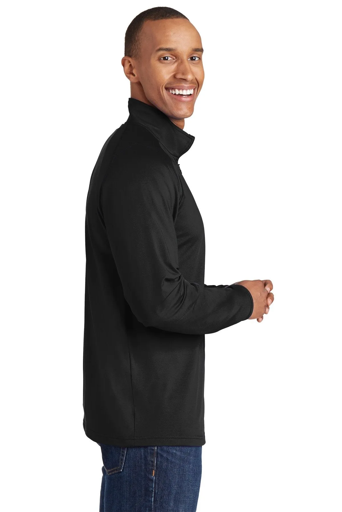 Sport-Tek Tall Sport-Wick Stretch 1/2-Zip Pullover TST850 Black