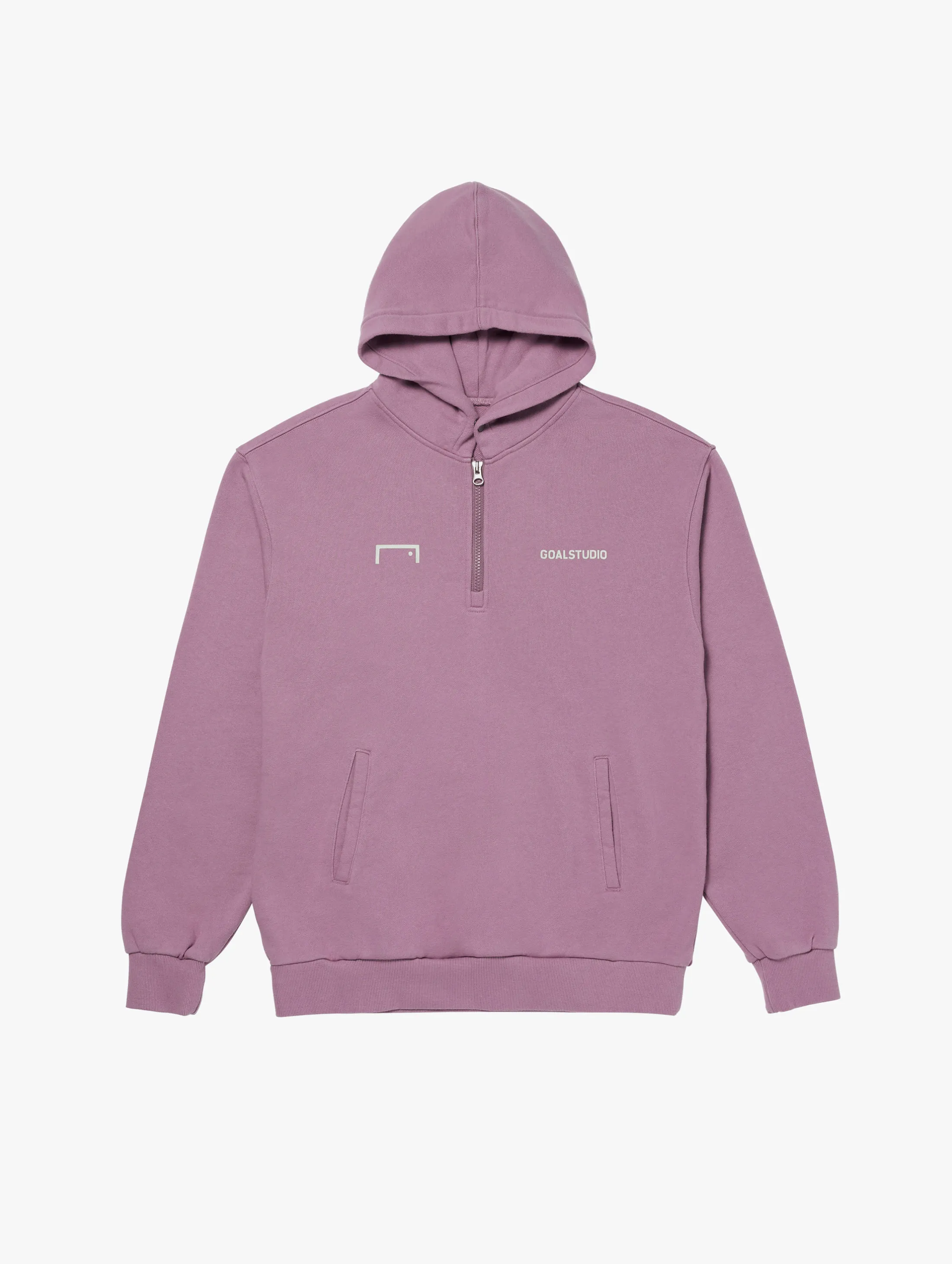 STONE WASHED HALF ZIP-UP HOODIE-PURPLE