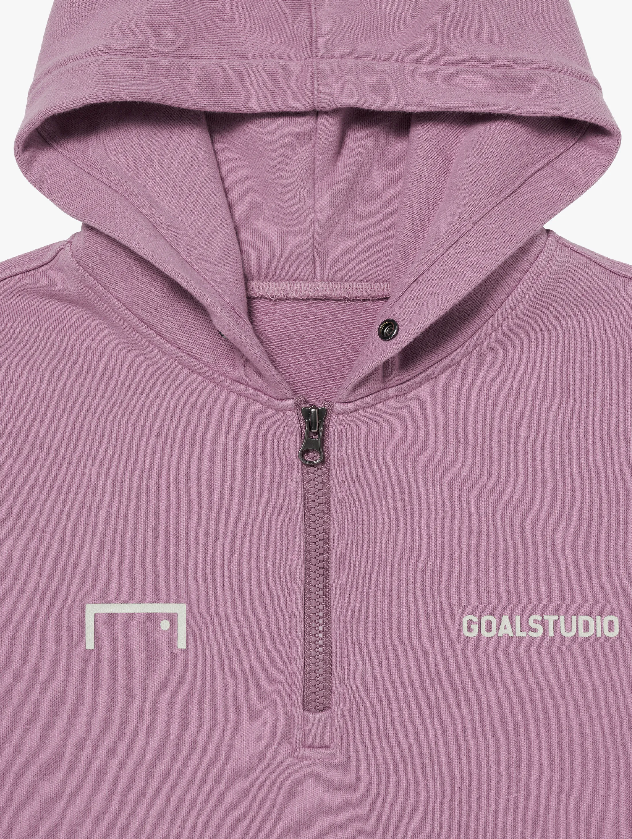 STONE WASHED HALF ZIP-UP HOODIE-PURPLE