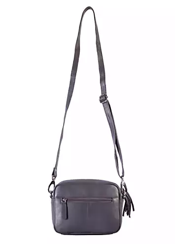 Storm London Giulia Grey Leather Cross Body Bag | Grattan