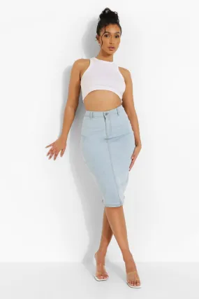 Stretch Denim Midi Skirt