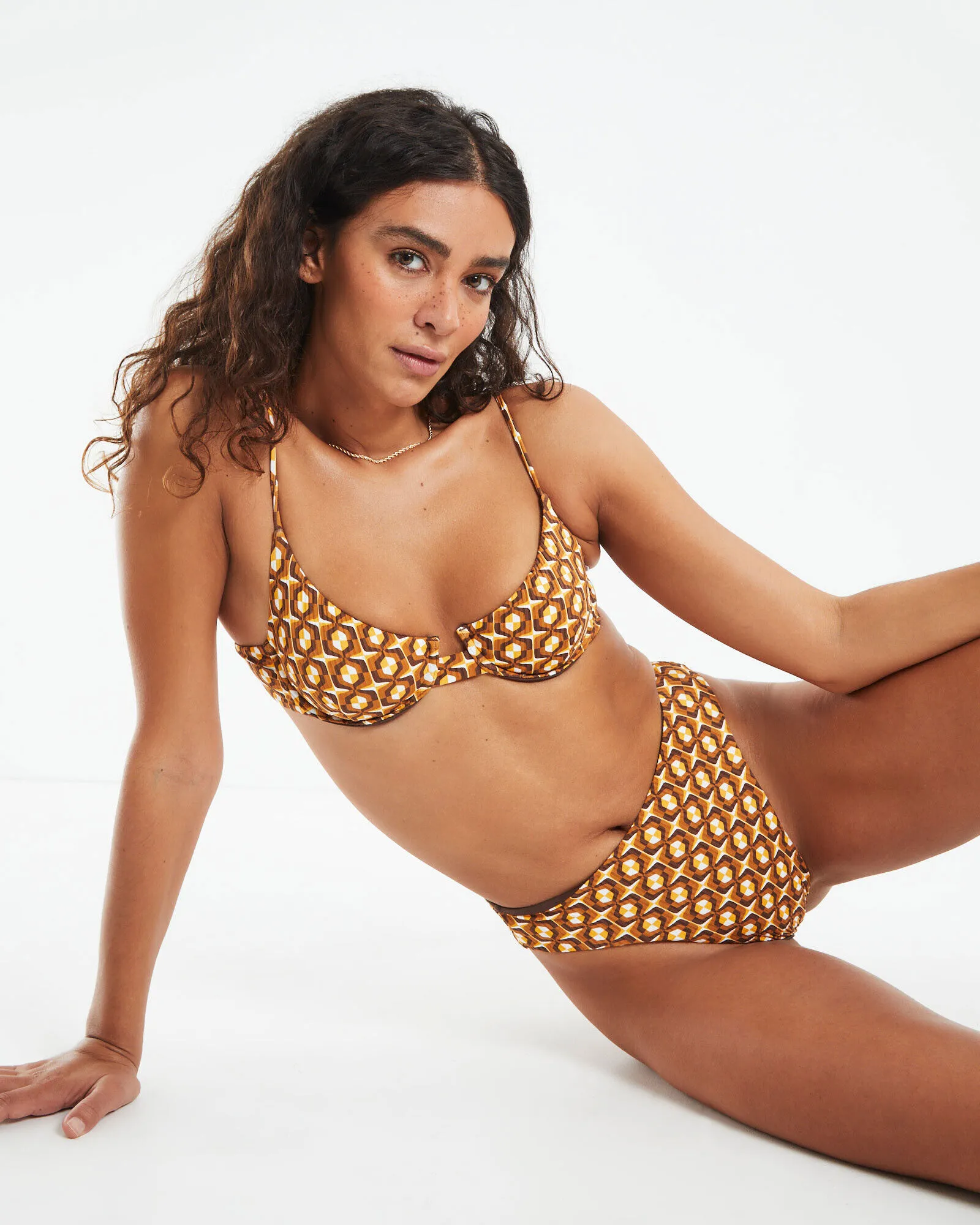 Subtitled Kortez Geo Print Underwire Bikini Brown