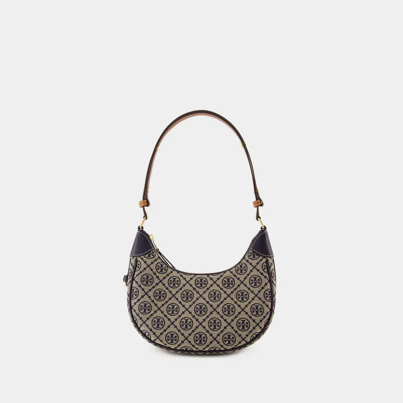 T Monogram Crescent Bag - Tory Burch - Leather - Blue