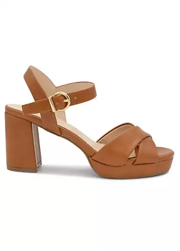 Tan Faux Leather ’Leya’ Platform Sandals by Paradox London | Look Again