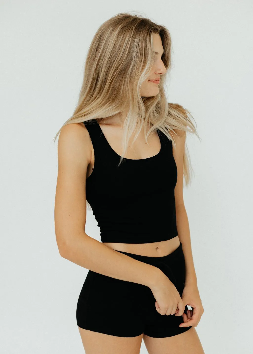 terne Square Neck Tank in Black