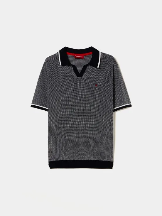 Two-tone short-sleeved polo shirt