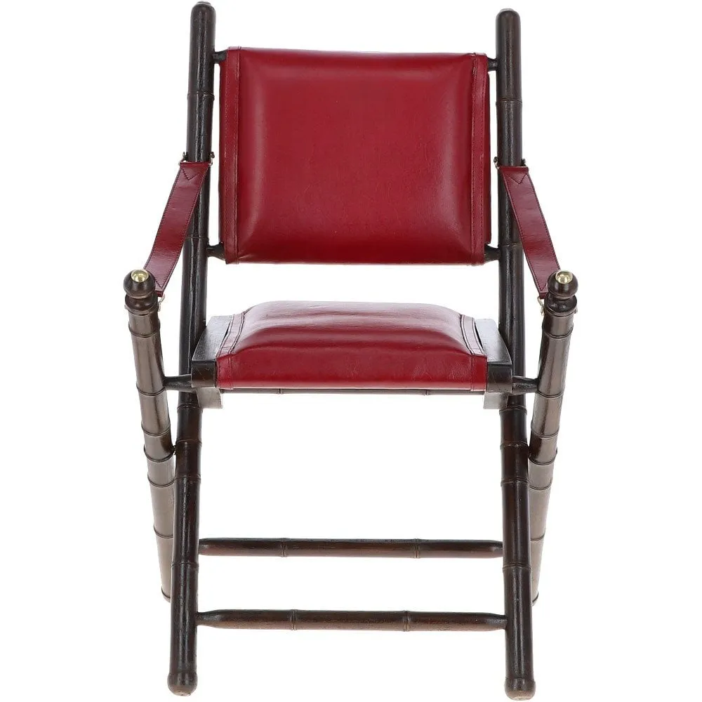 Vintage Folding Leather Chair Red: VIN-39