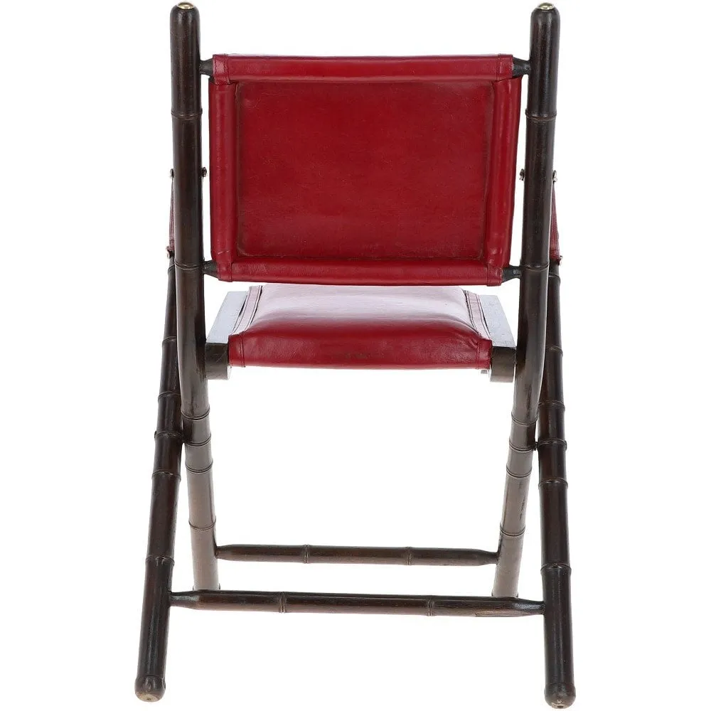 Vintage Folding Leather Chair Red: VIN-39