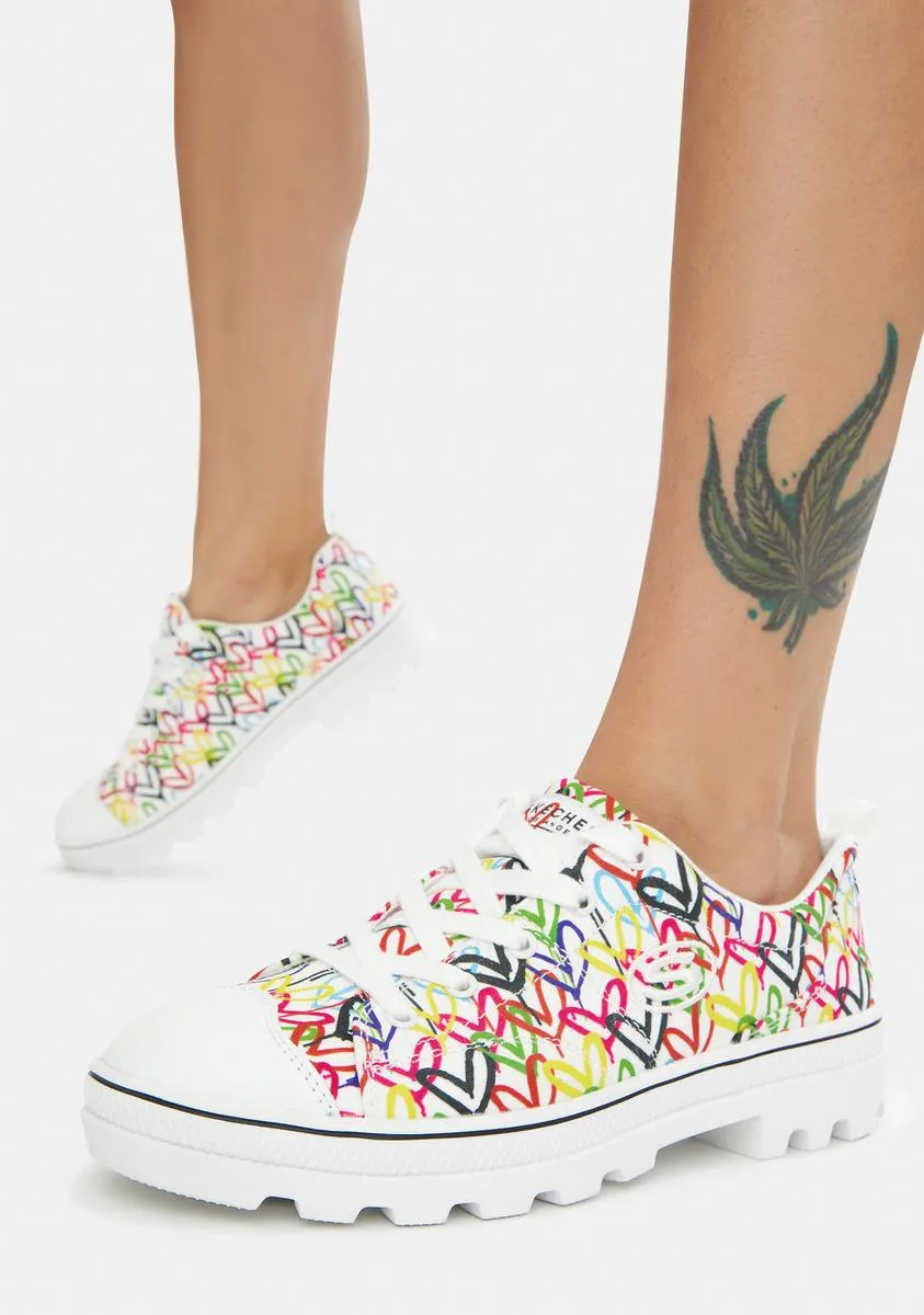 x JGoldcrown White Hashtag Love Roadies Sneakers-